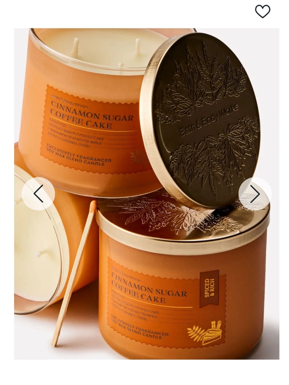 🍁🍃 BBW Cinnamon Sugar Coffee Cake 3-Wick Candle NEW